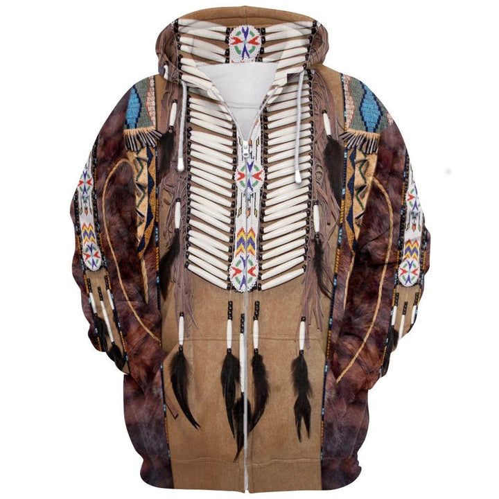 Komfortabel, varm unisex hettegenser med unikt indianerdesign. Perfekt for herre & dame.