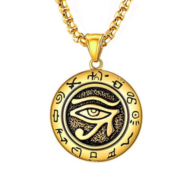 Tidløst Horus øye anheng, symboliserer visdom og hellig beskyttelse. Rustfritt stål.