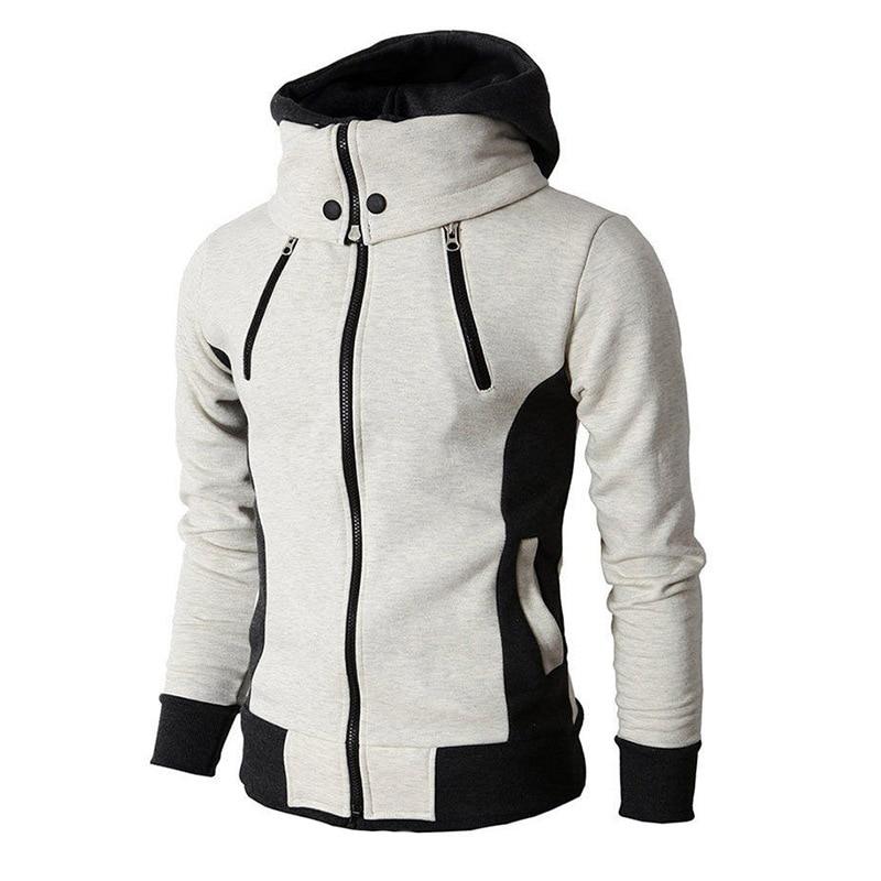 Beige herre vinterjakke for kaldt vær, med stilfullt design og varmt fôr for utendørs bruk.