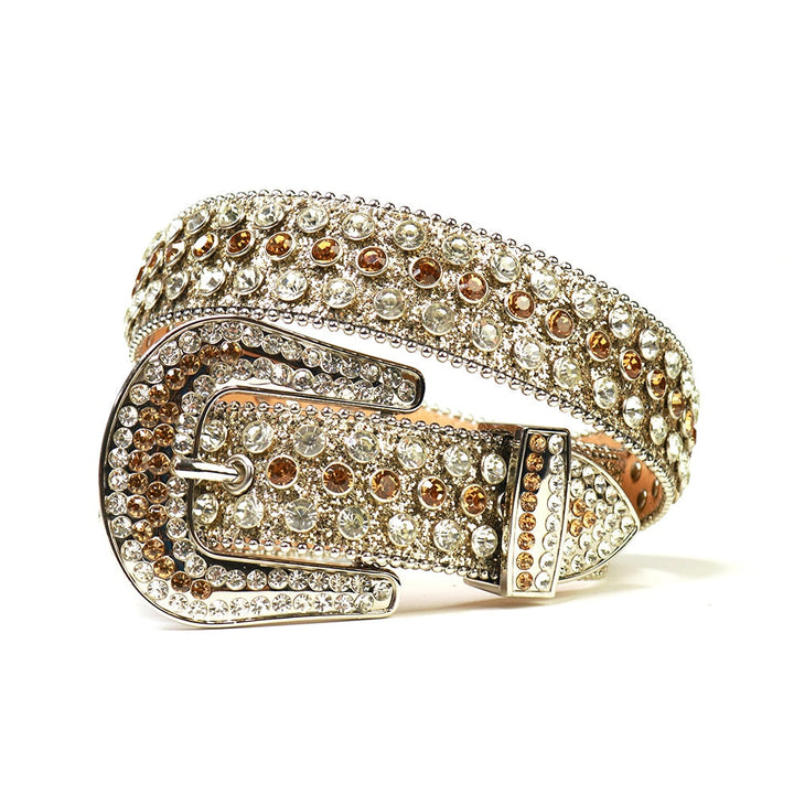 Justerbart unisex diamantbelte med skinnende krystaller, et moderne motetilbehør.