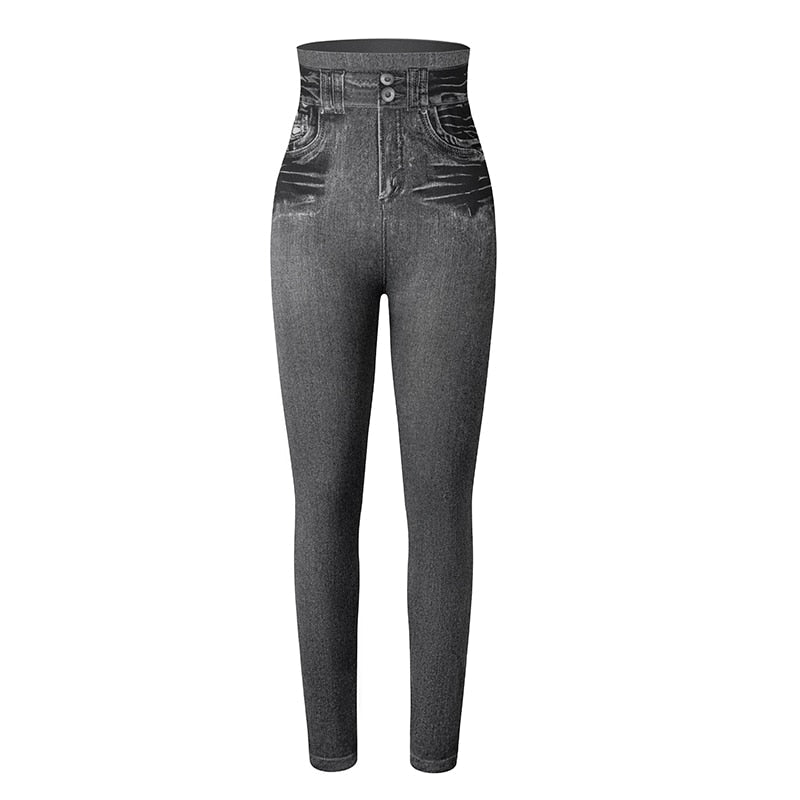 Kvinner jeans-leggings med slank silhuett, høymidje og elastisk komfort for alle dager.