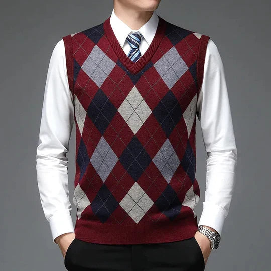 Varm vestgenser for herre med moderne design. Ideell for vinter og høst, en elegant og praktisk genser.