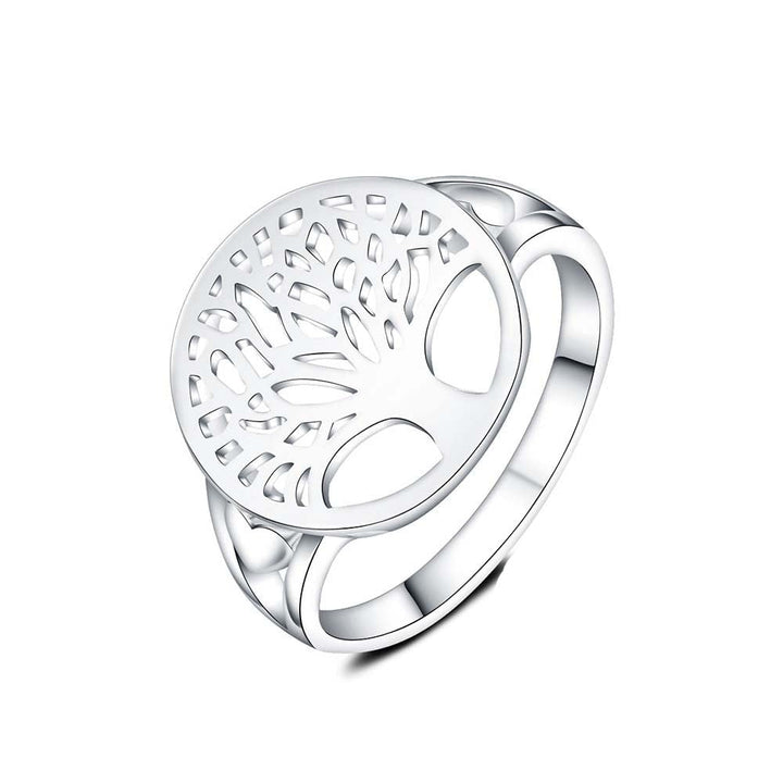 Elegant Dame Livets Tre ring i skinnende sterling sølv, symbolsk og tidløst smykke for kvinner.