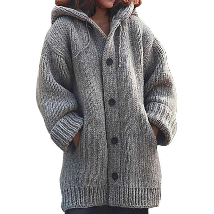 Dame strikket kort cardigan med knapper, ideell for vår, høst og vinter.