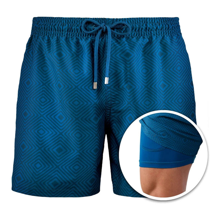 Herre strandshorts med innebygd kompresjon for bading, trening og fritid. Komfortabel og multifunksjonell sommerklær.