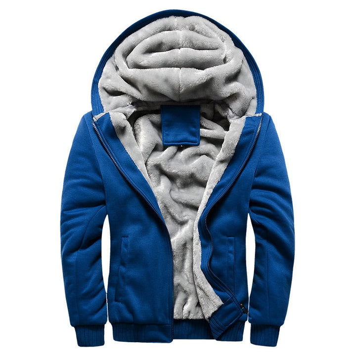 Varm glidelåsjakke i fleece for menn, perfekt for komfortabel utendørsbruk.