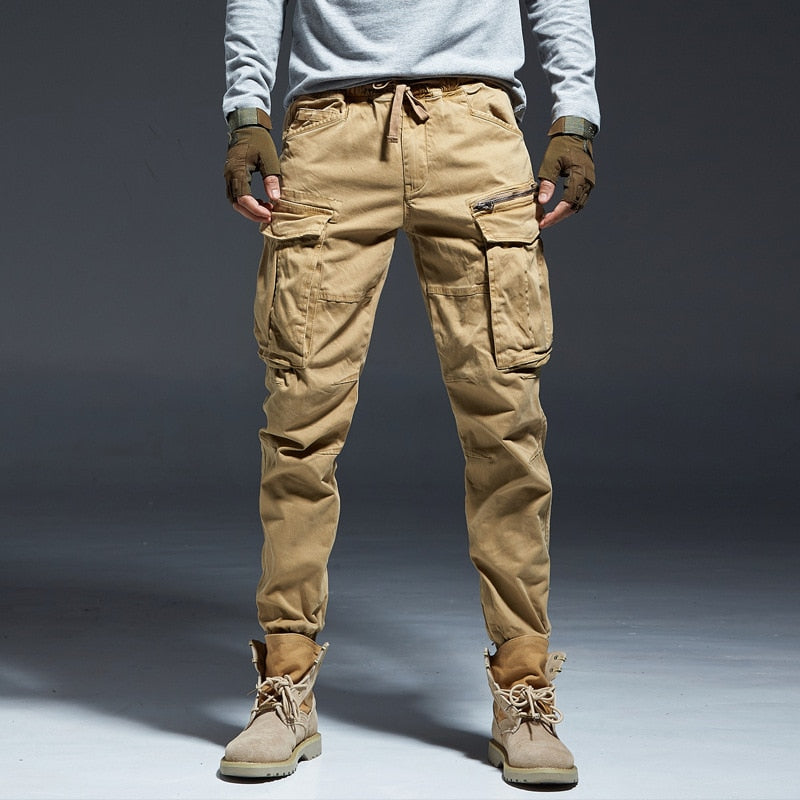 Fritidsbukse for menn: urban cargo joggebukse, streetwear inspirert, myk og komfortabel.