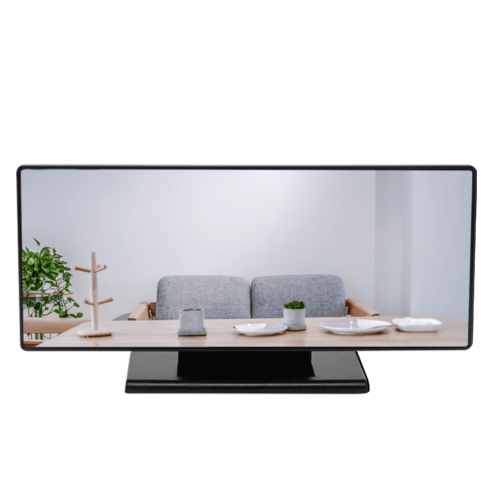 En moderne hvit digital klokke med rød LED-skjerm og speilfunksjon, ideell for kontorbruk.