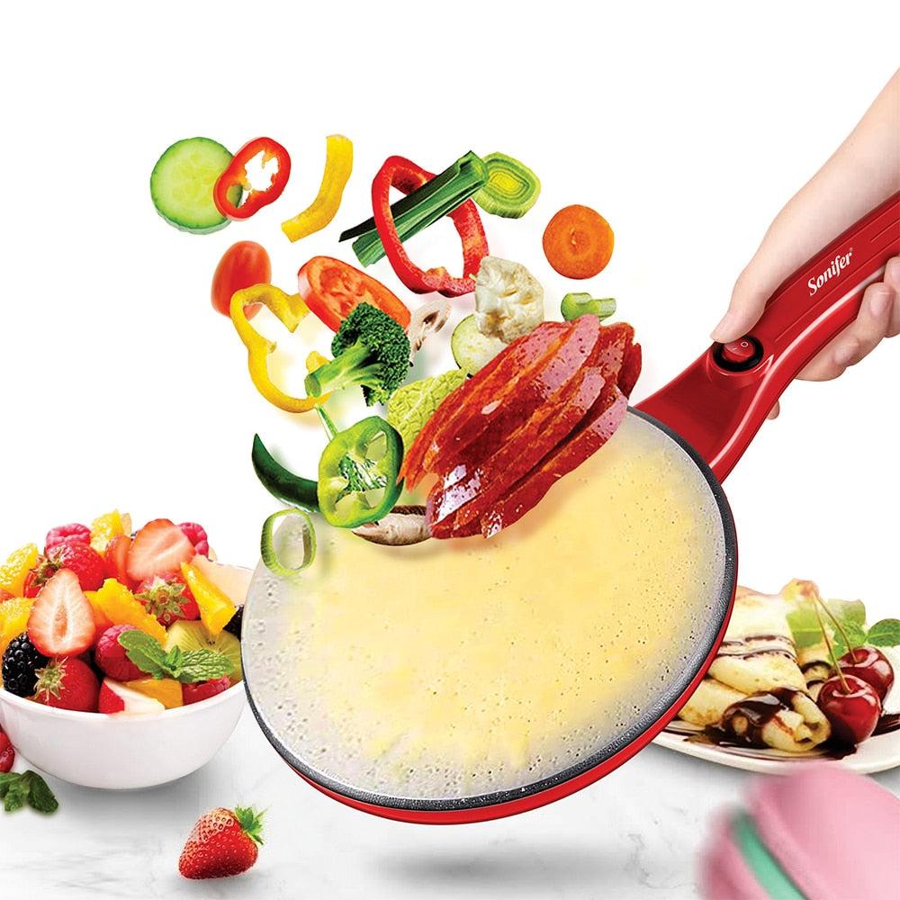 Effektivt elektrisk pannekakejern med nonstick-belegg. Perfekt for frokost og dessert.