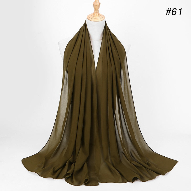 Luftig chiffon hijab, ideelt for en komfortabel og elegant look.