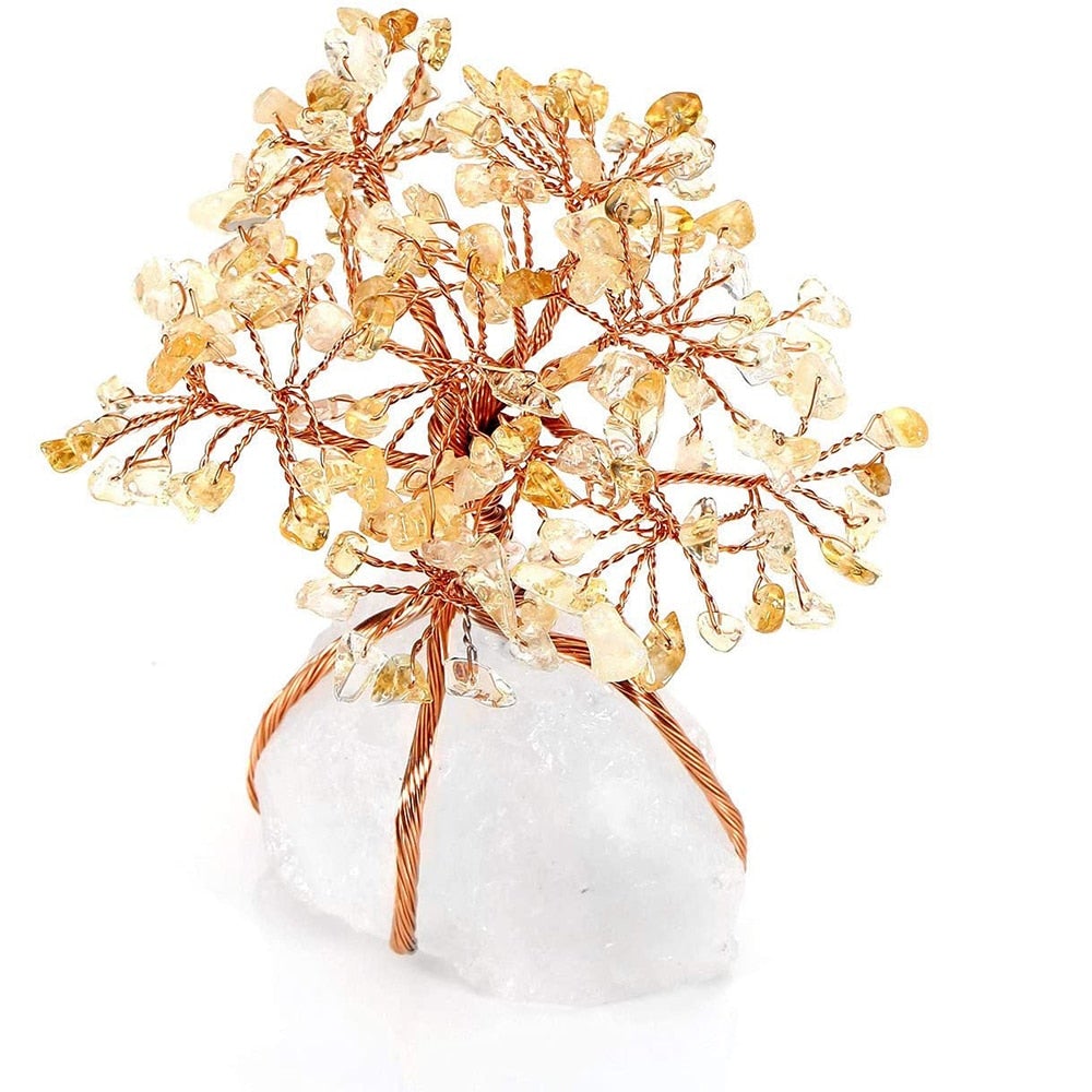 Liten Feng Shui Livets Tre skulptur med ekte krystaller. Perfekt for skrivebord eller hylledekor.