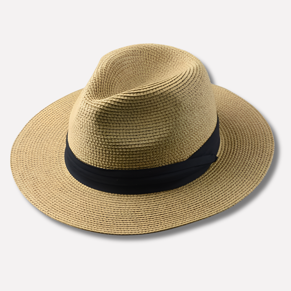 Elegant hvit stråhatt for menn. Stilfull Panama solhatt ideell for sommeren og klassisk fritidsbruk.