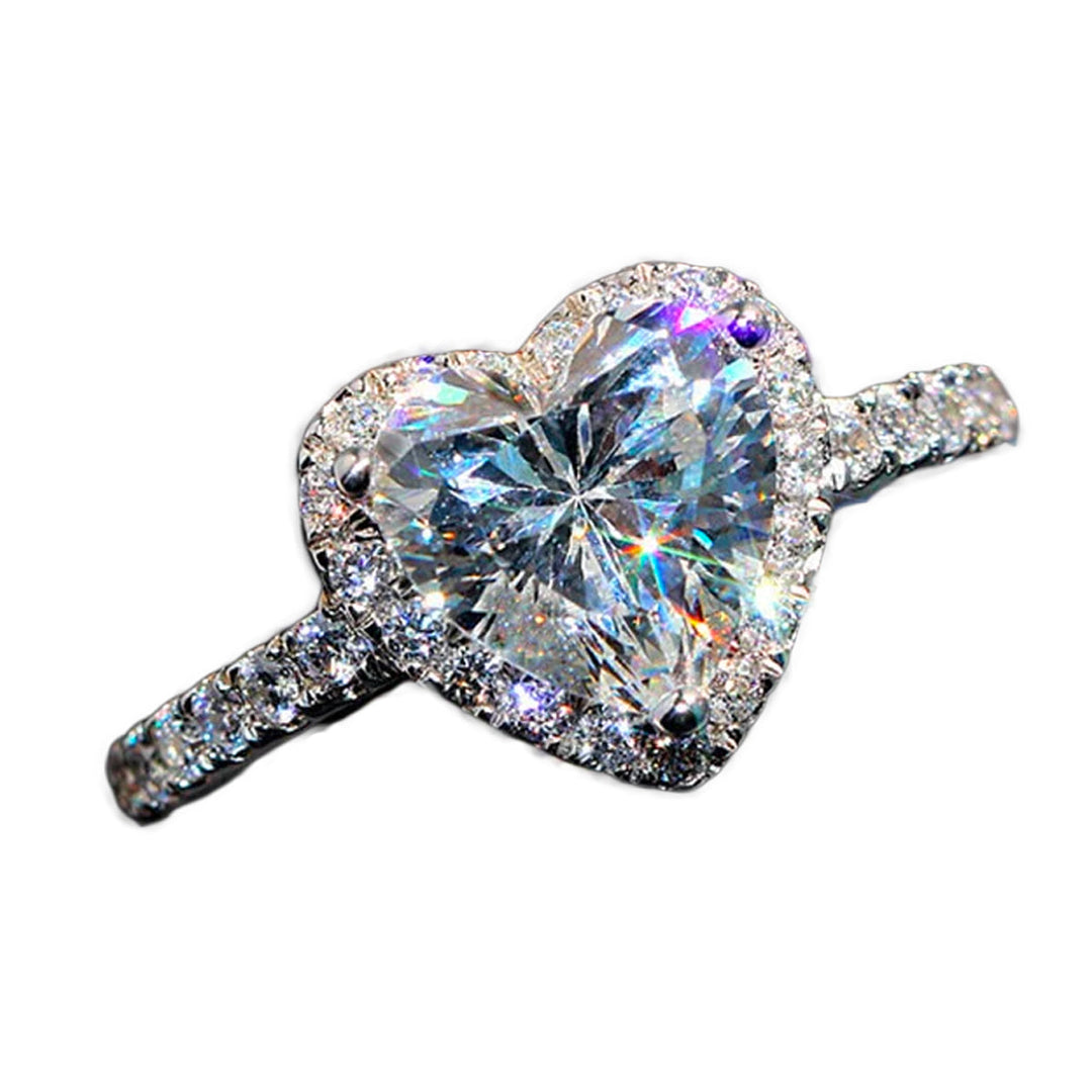 Hjerte Cubic Zirconia ring i 925 sterling sølv for kvinner, symboliserer evig kjærlighet.