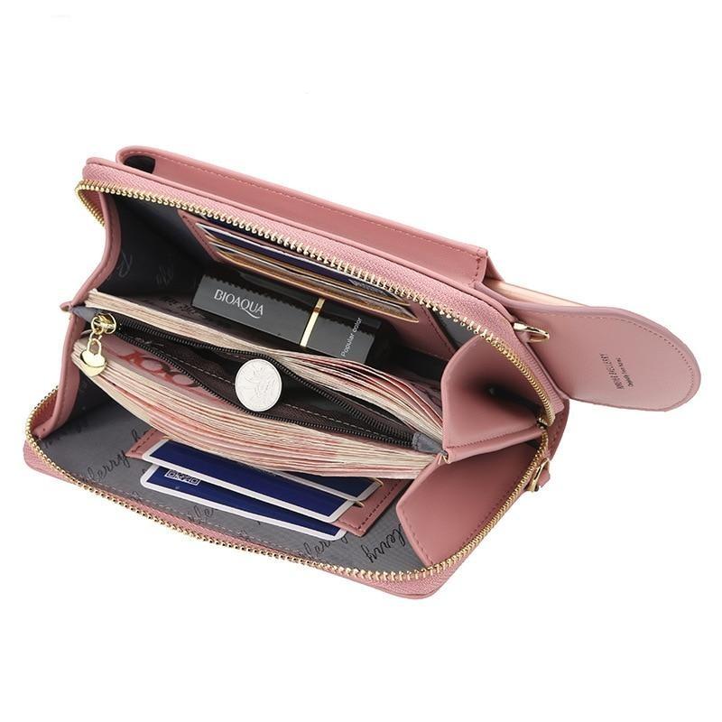 PU-skinn crossbody veske for kvinner med glidelås og flere rom, komfortabelt og praktisk tilbehør.