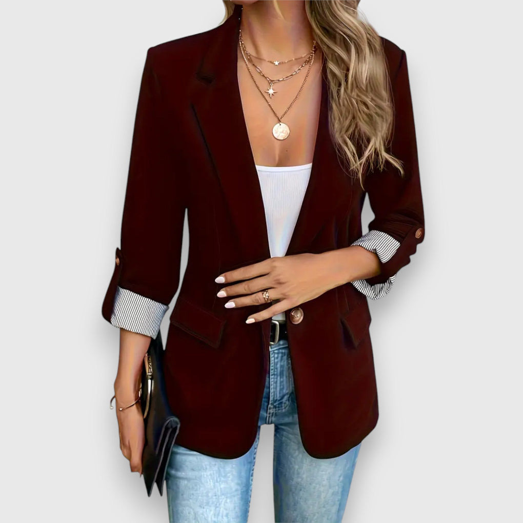 Kvinner's moderne slimfit blazerjakke i elegant strikk. Passer til både jobb og fritid, en trendy motejakke.