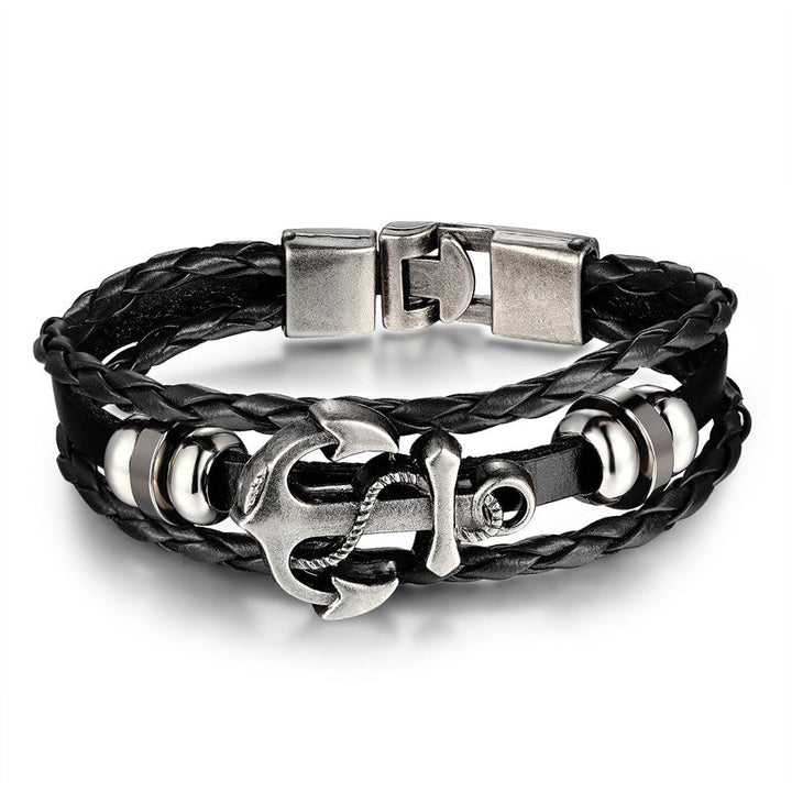 Nautisk ankerarmbånd i skinn for herre og dame. Elegant unisex armbånd med maritimt preg.