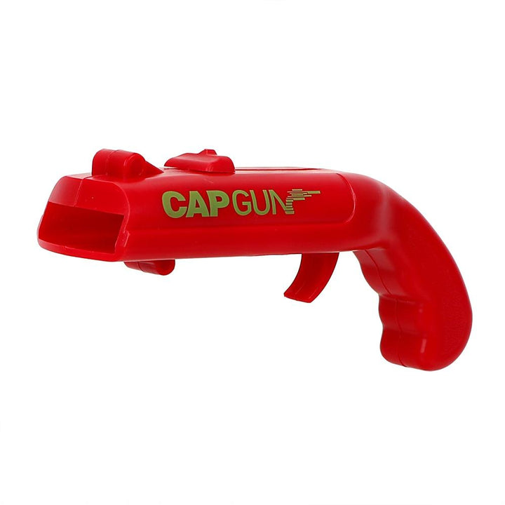 Grå flaskeåpner med korkpistol, ideell for fester og morsom korkskyting.