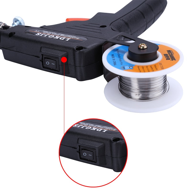 Ergonomisk utformet automatisk loddepistol for komfortabel bruk ved elektronikk- og DIY-lodding. Robust verktøy.