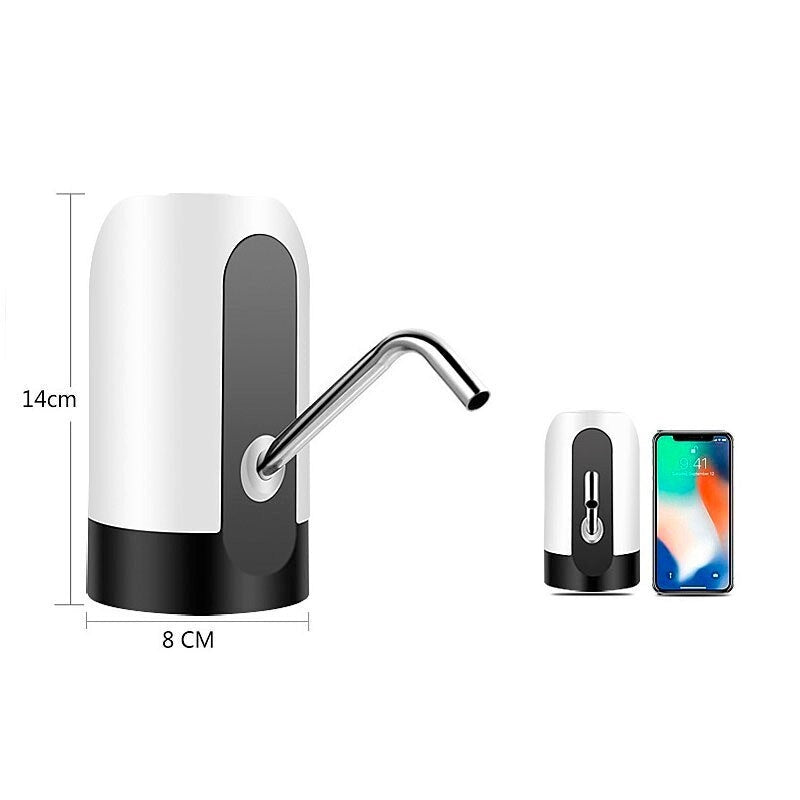 Kompakt og oppladbar elektrisk vanndispenser/pumpe, ideell for flasker i hjem, kontor og på farten.