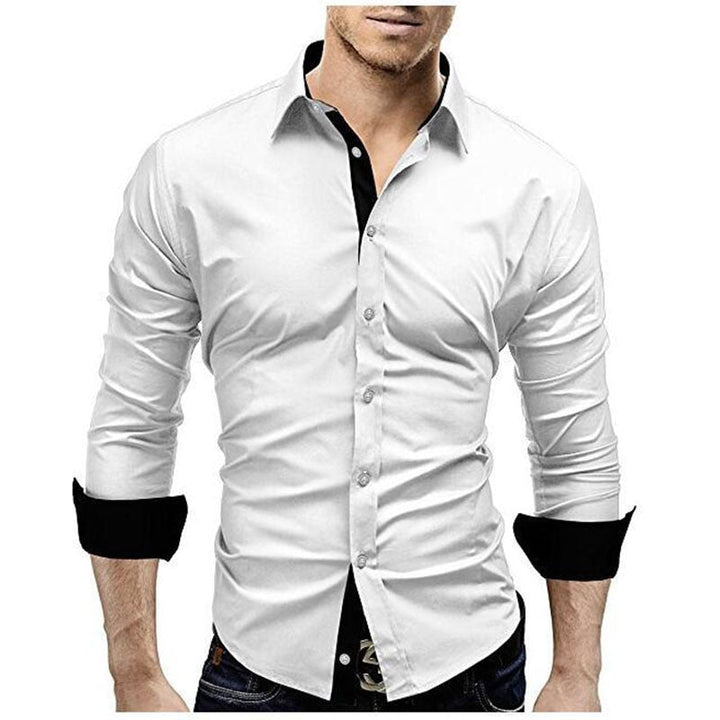 Tidløs elegant herreskjorte, slim fit og langermet, egnet for både formell bruk og fritidsaktiviteter.
