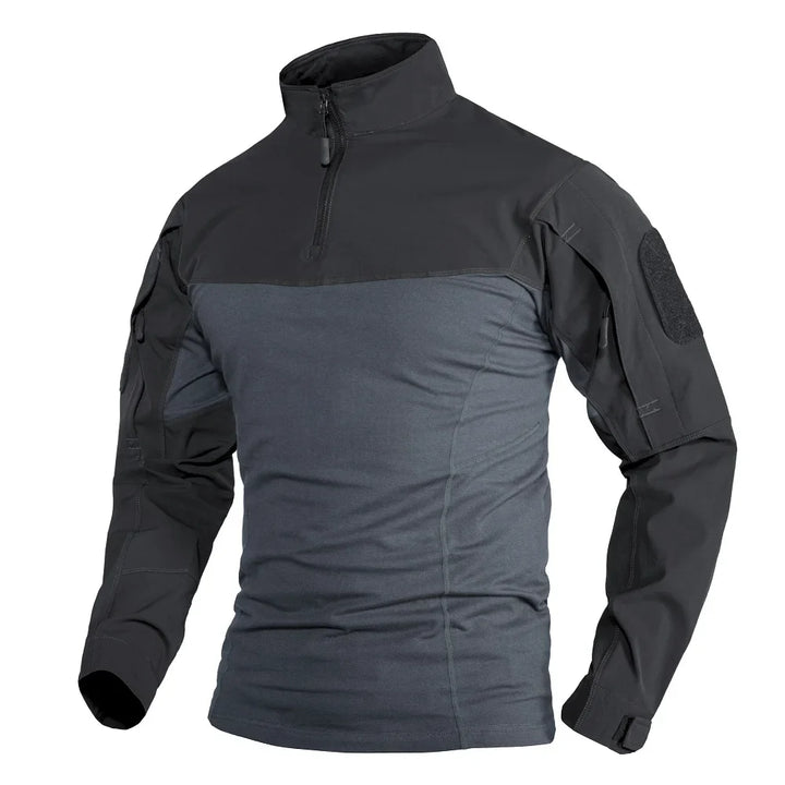 Sporty herre genser, langermet med 1/4-zip, ideell for løping og annen aktivitet.
