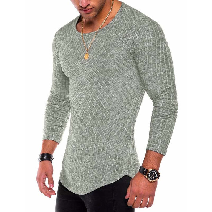 En stilfull, ensfarget herre strikkegenser med o-hals for casual hverdagsbruk.