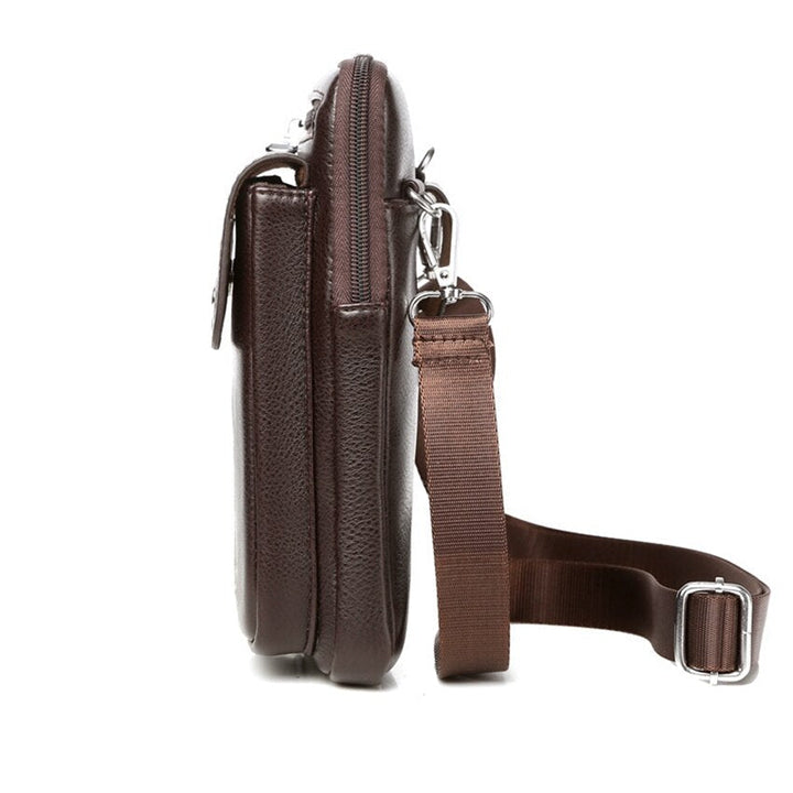 Tidløs design: Elegant crossbody-veske i skinn for menn. Perfekt kombinasjon av stil, praktisk og organisering.