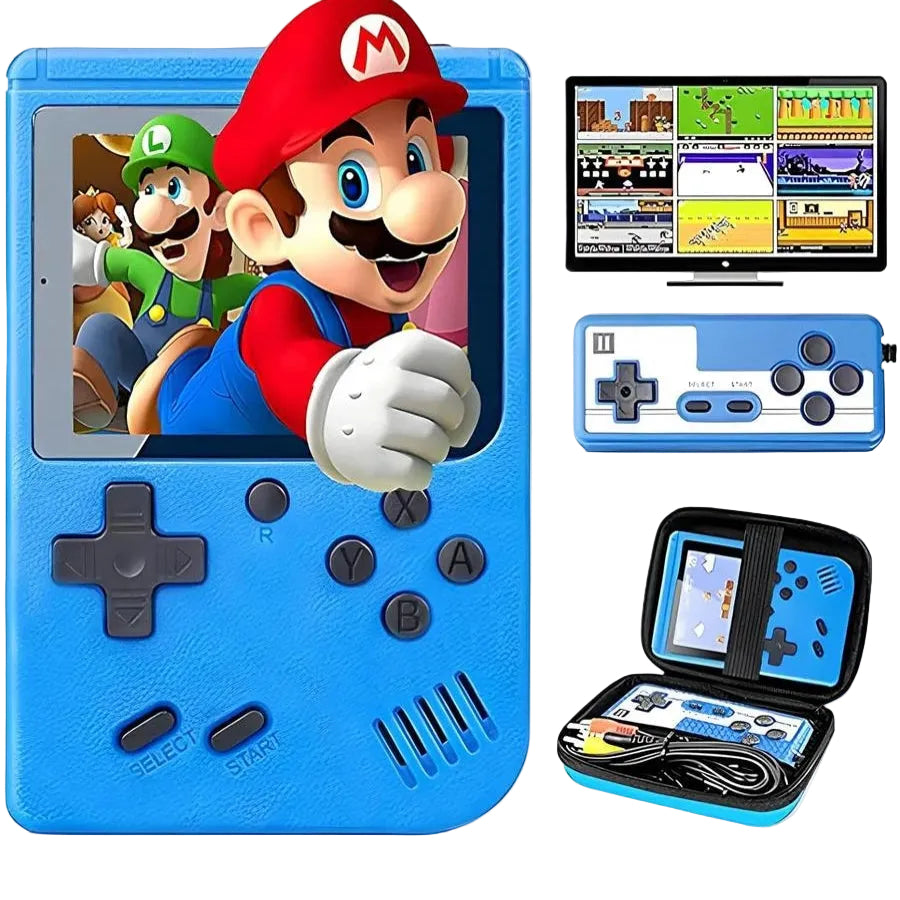 Håndholdt retro spillkonsoll med 400 klassiske spill, 3.0" skjerm for bærbar gaming og familieunderholdning.