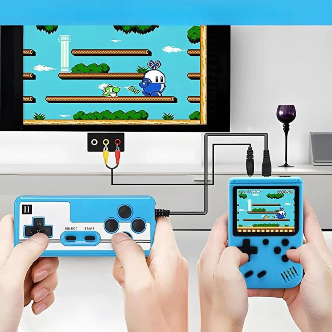 Gaveide: Bærbar retro spillkonsoll med 400 klassiske spill for familieunderholdning og spill på farten.