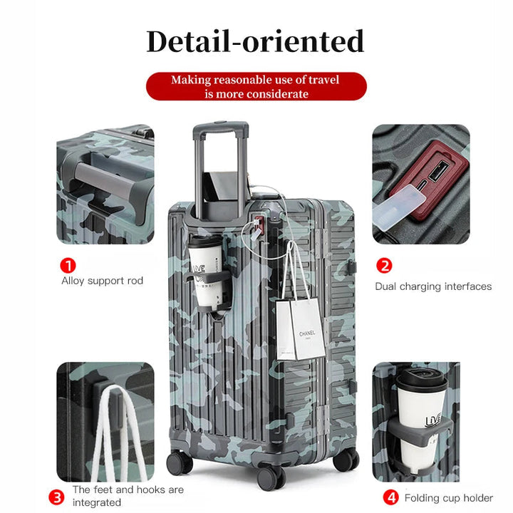 Sikker reiseveske: Hard koffert med integrert TSA-lås, bredt håndtak og solid skall. Perfekt for businessreise.
