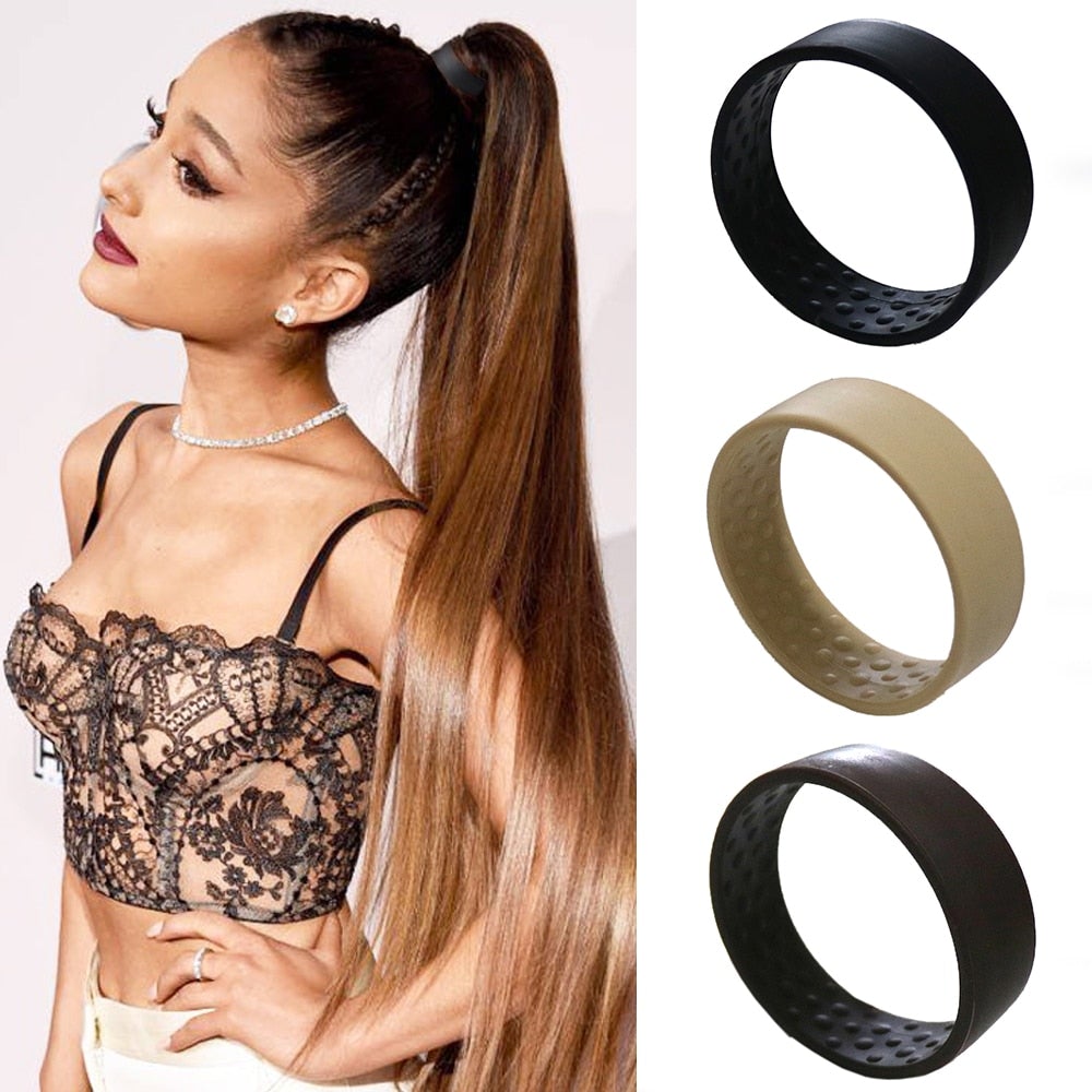 Dame elastisk silikon hårstrikk for volum hestehale. Skånsom og sklisikker hårtilbehør for hårstyling.