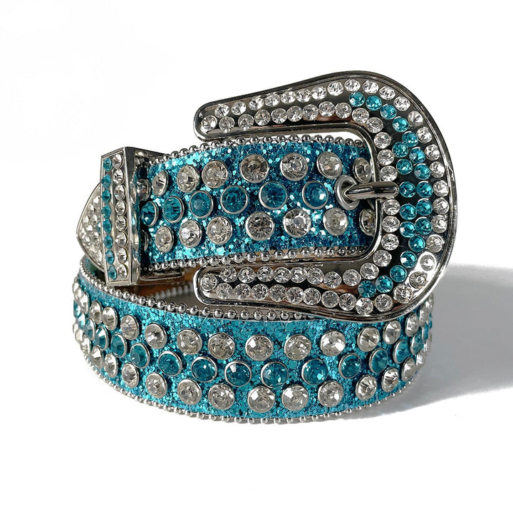 Festlig glitrende belte med rhinestones, et statement-tilbehør for unisex garderober.