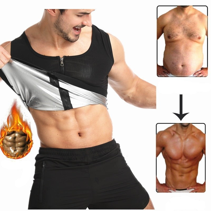 Glidelås svettevest i spandex for vektnedgang og økt fettforbrenning. Unisex sportsklær for fitness og aktiv livsstil.
