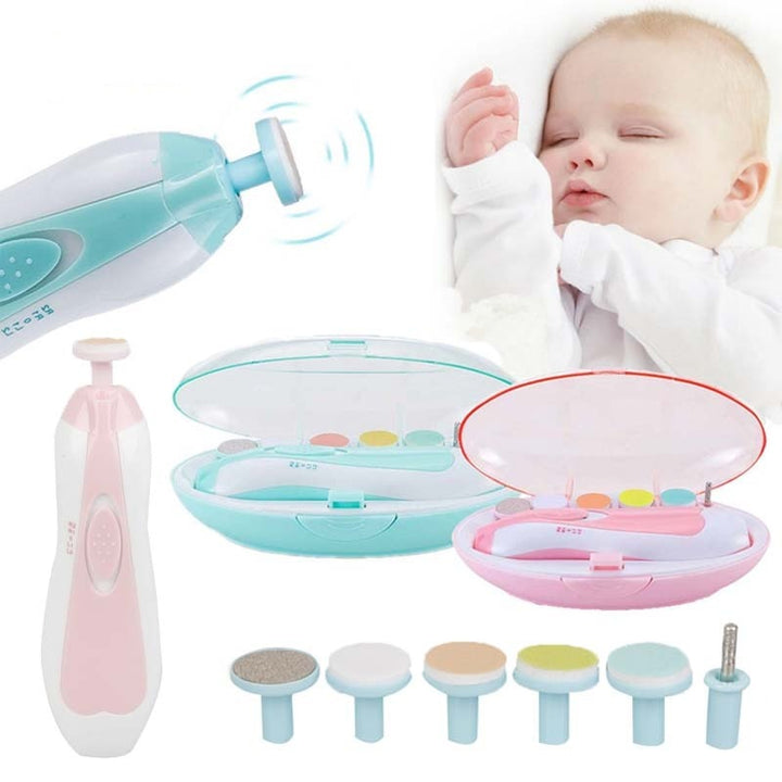 Kompakt elektrisk negletrimmer for babypleie, perfekt gavetips for nye foreldre, trygg og brukervennlig.