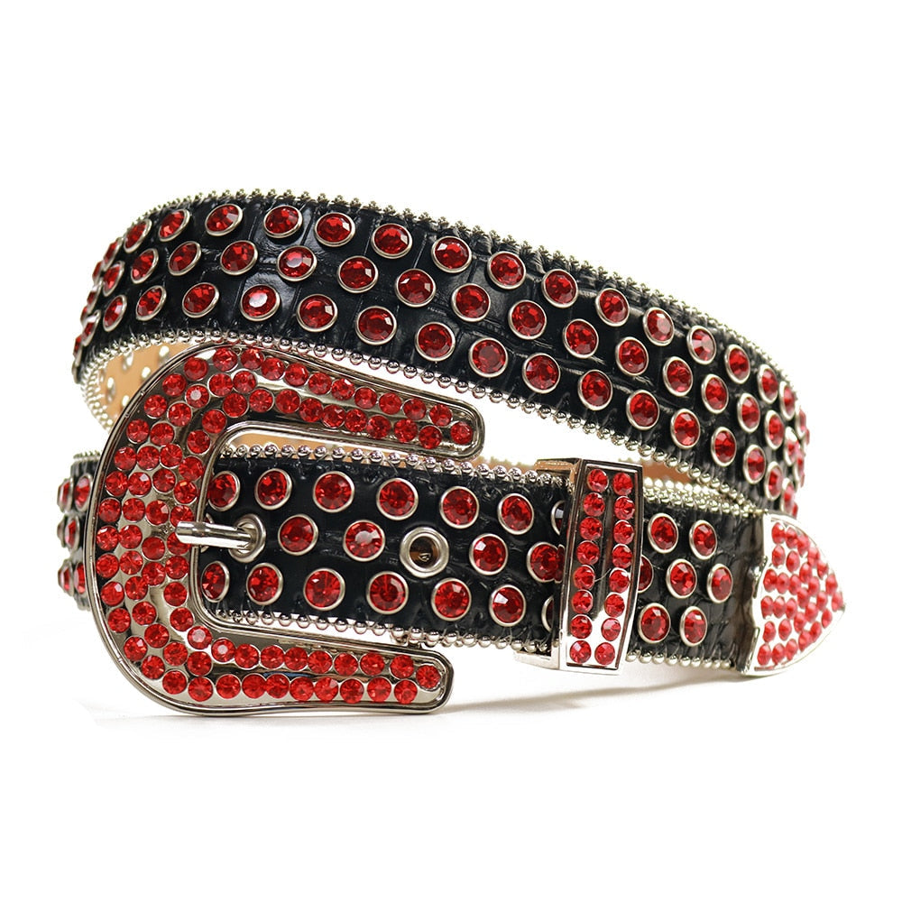 Unisex diamantbelte i vestlig stil, med glitrende steiner og justerbar passform.