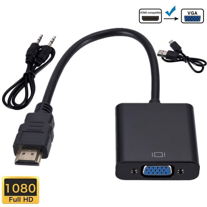 Kompakt HDMI til VGA-adapter som kobler enheter med HDMI-utgang til VGA-skjermer og projektorer.