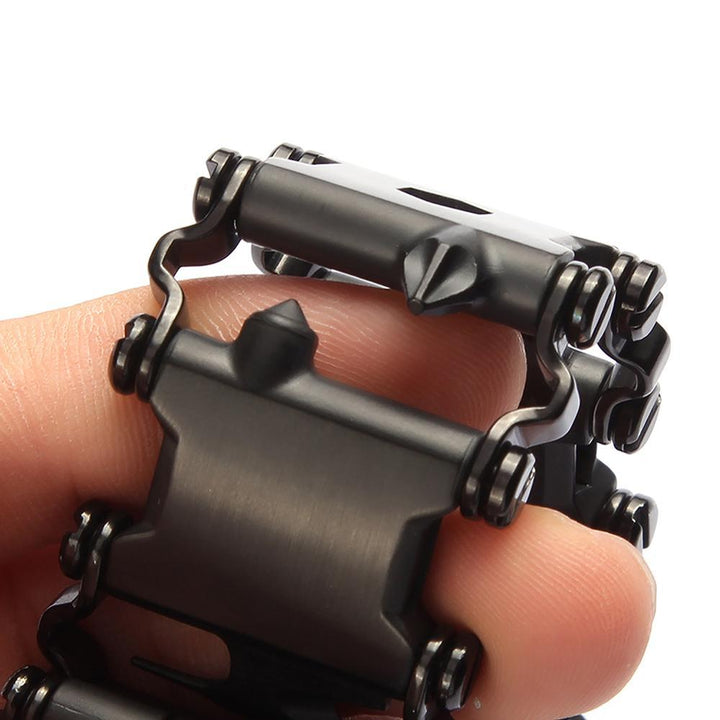 Diskret nødverktøy i form av et stilig unisex armbånd; 29 funksjoner for uforutsette situasjoner.