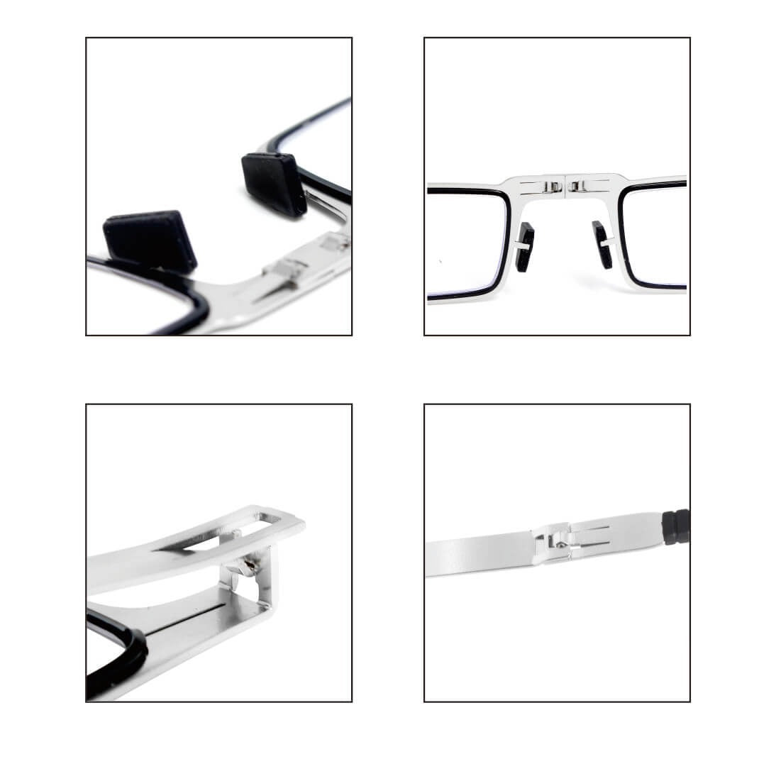 Profil av unisex anti-blått lys briller, viser lett polykarbonatramme. Ergonomiske digitale leseglass.