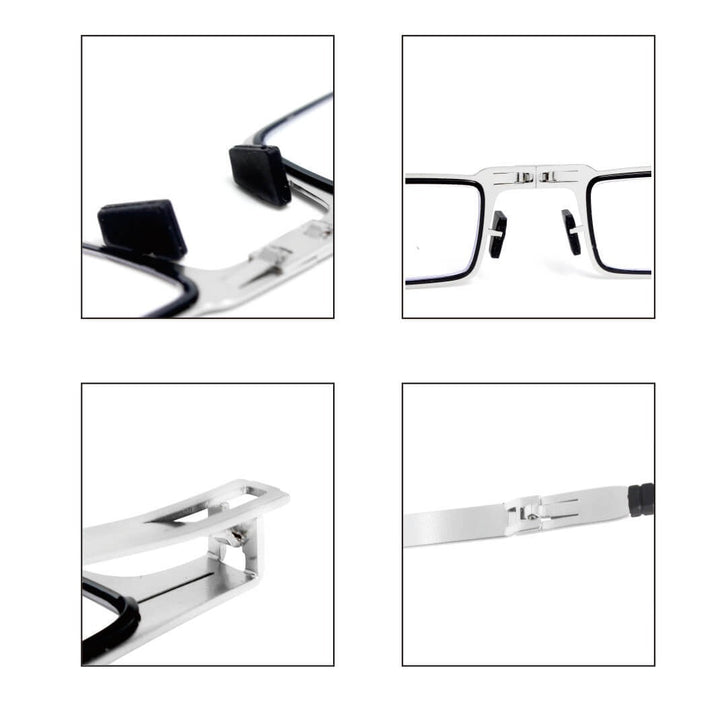 Profil av unisex anti-blått lys briller, viser lett polykarbonatramme. Ergonomiske digitale leseglass.