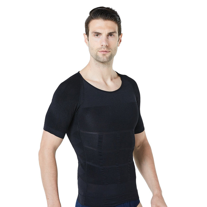 Komfortabel herre kompresjonstopp, designet for slanking, holdning, trening og magekontroll.