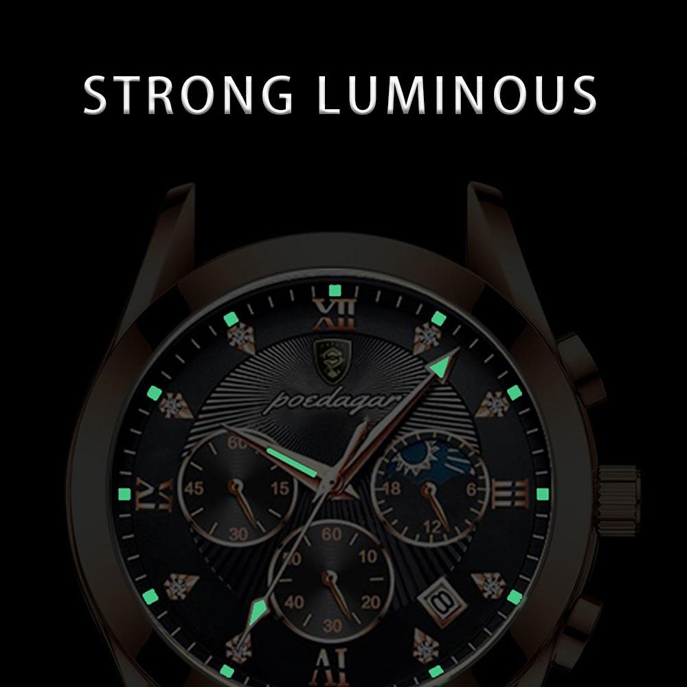 Premium herreklokke med lærrem, vakkert presentert for gave. Elegant, klassisk armbåndsur.