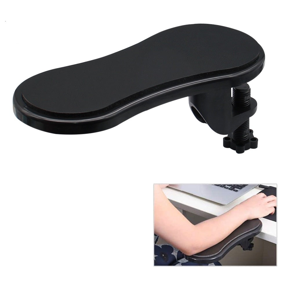 Ergonomisk armlene for skrivebord, forbedrer holdning og komfort ved PC-arbeid.
