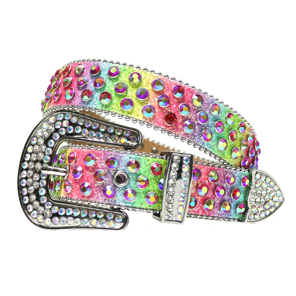 Unisex belte med glitrende diamantdetaljer, et must for fest og moteriktig stil.