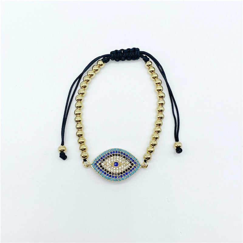 Justerbart onde øye armbånd til dame i gull, sølv eller rosegull. Et moderne talisman smykke.