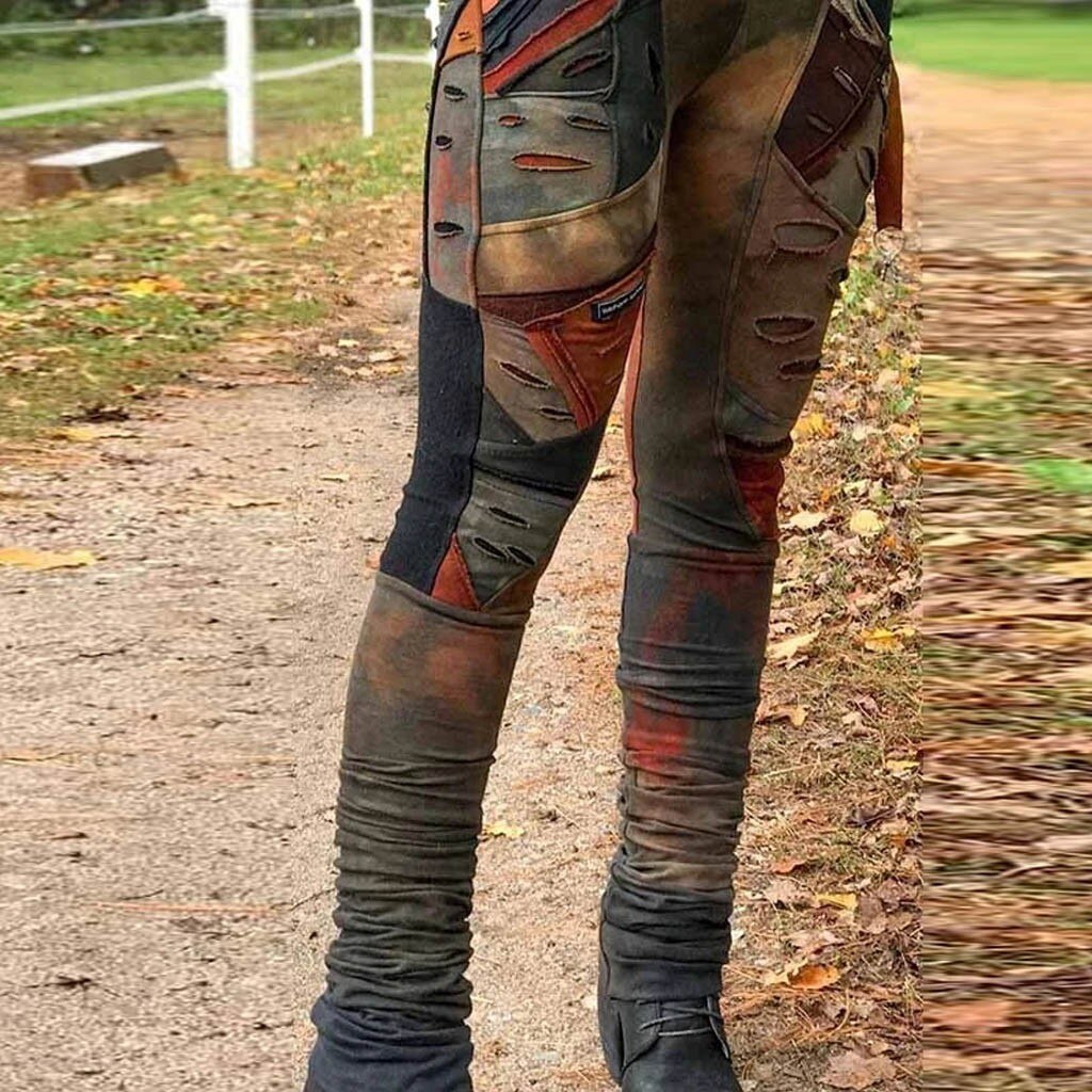 Moderiktige retro tie-dye leggings for kvinner, høy midje og stretch stoff for optimal komfort.