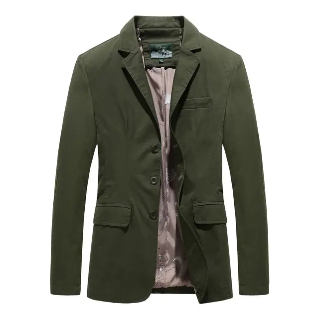 Herreblazer: en stilfull jakke med flerlommer og én knapp, perfekt for herremote og business casual.