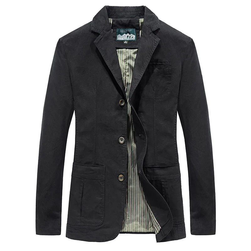 Elegant herreblazer med flerlommer og én knapp, perfekt for business casual og fritid.