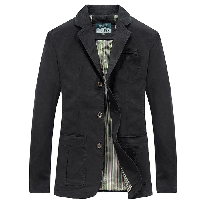 Elegant herreblazer med flerlommer og én knapp, perfekt for business casual og fritid.