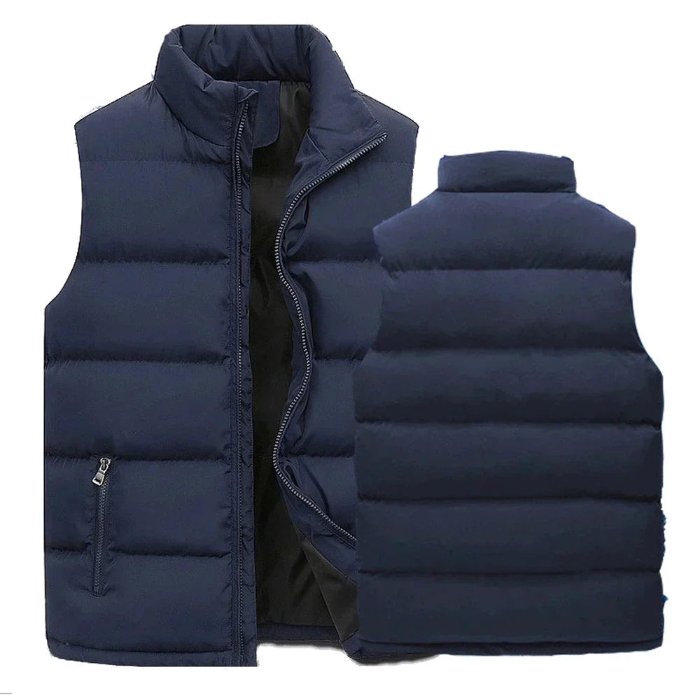 Moderne ermeløs puffervest for menn, allsidig yttertøy som gir stil og varme til antrekket.