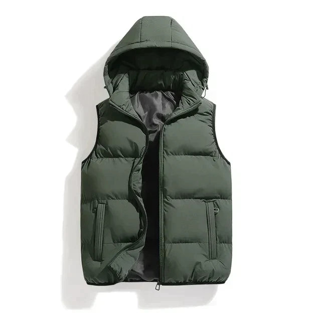 Casual herrevest, vintermodell, tilbyr optimal varme og komfort, med en praktisk hette.